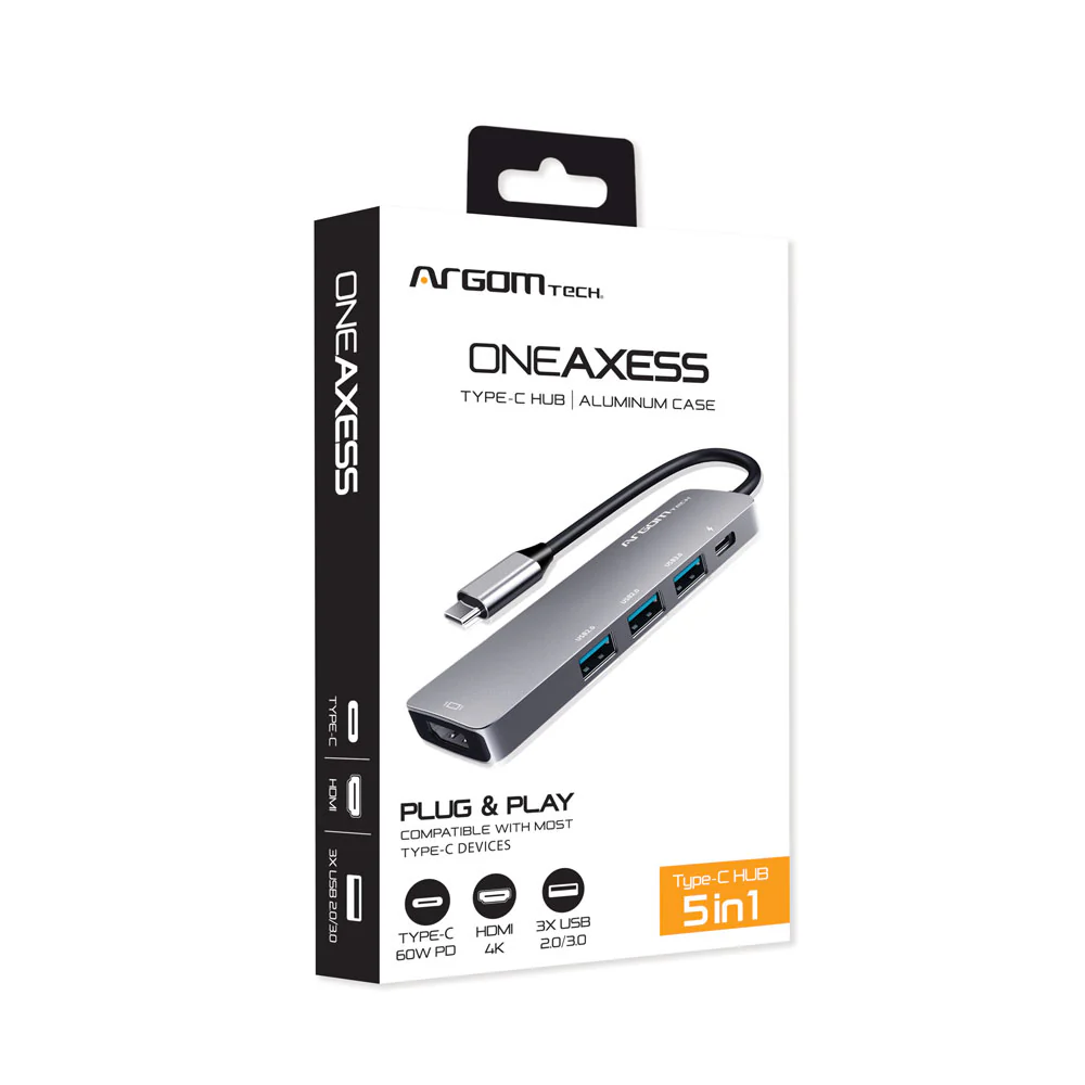 Adaptador multipuertos 5 en 1 con PD de 60W Argom One Axess A00594
