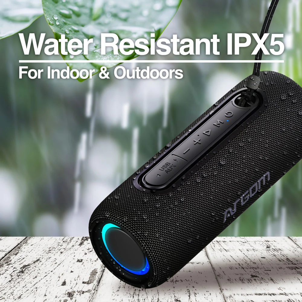 Altavoz inalámbrico portátil con luces LED y resistencia al agua IPX5 Argom Radyon X32 negro A00686