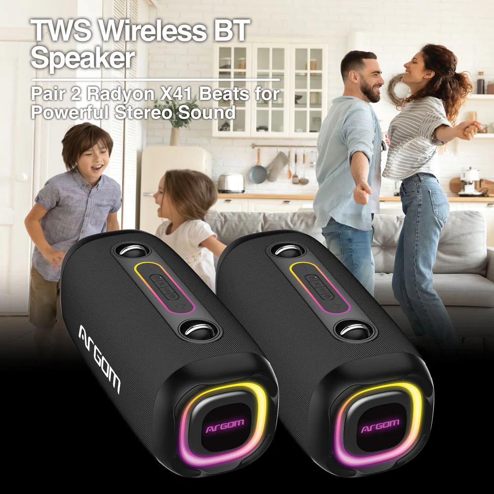 Altavoz inalámbrico portátil con luces LED y resistencia al agua IPX5 Argom Radyon X41 A00684