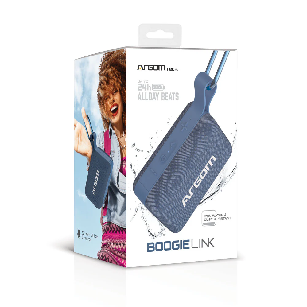Altavoz inalámbrico portátil con resistencia al agua IPX5 Argom BoogieLink azul A00692