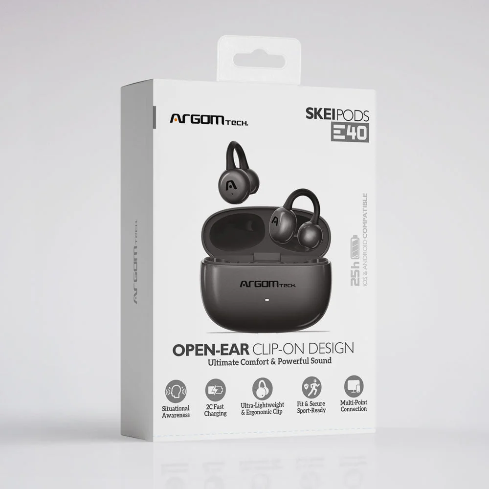 Auriculares TWS con diseño Open-Ear Clip-On Argom SkeiPods E40 gris A00784