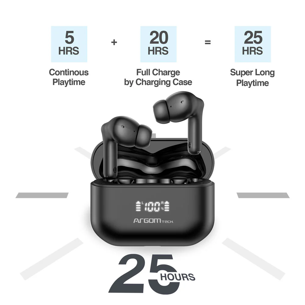 Auriculares estéreo inalámbricos BT con cancelación activa de ruido ANC Argom SkeiPods E86 negros A00667