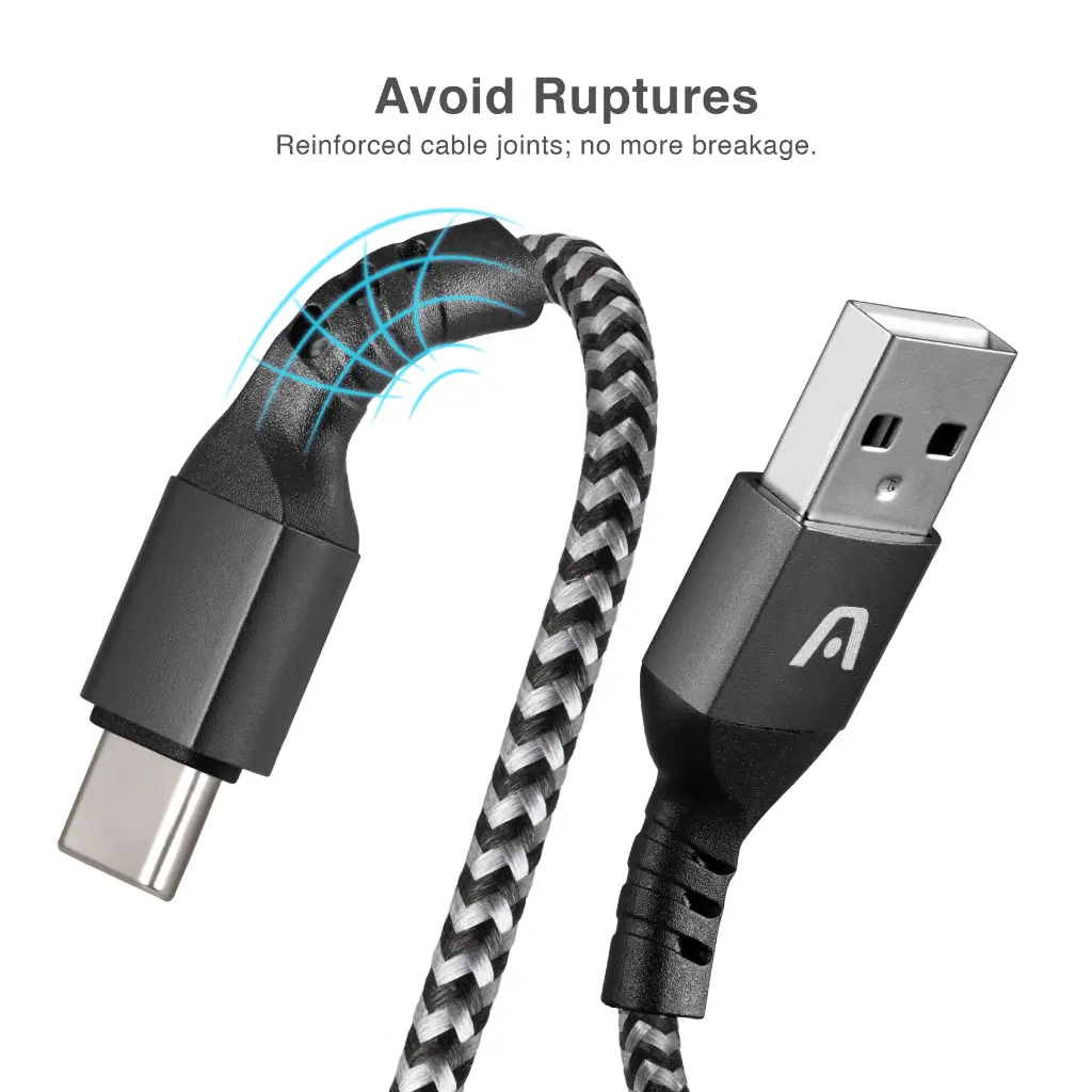 Cable trenzado de nylon negro USB a Lightning x 1,8 metros Argom A00511