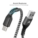Cable trenzado de nylon blanco USB a USB tipo C x 1,8 metros Argom A00516