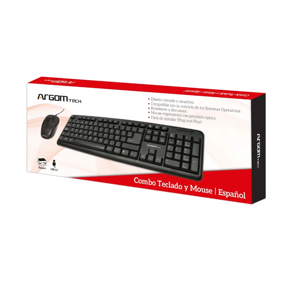 Combo teclado y mouse clásico USB distribución en español Argom A00056
