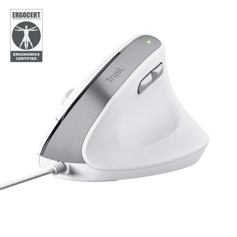 Mouse Trust Bayo II Alámbrico Diseño Vertical Blanco