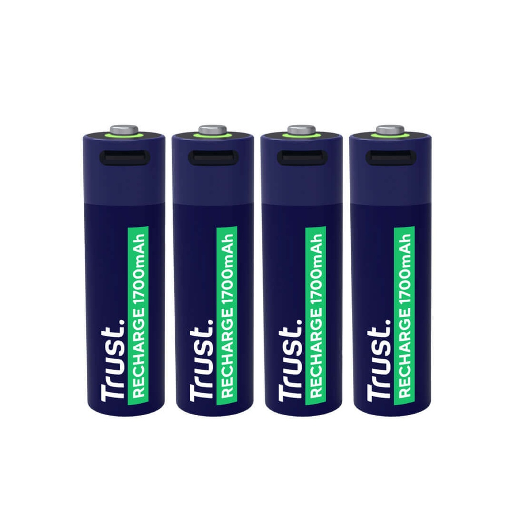  Baterías Recargables tipo C Trust 4 pilas - AA