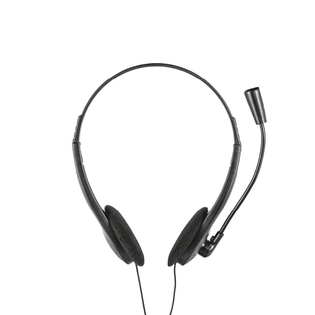 [13206] Audifonos Diadema Trust Primo Chat 3.5 Mm Negro Con Microfono, Incluye convertidor a dos Plug