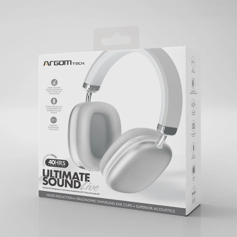 [21597] Auriculares inalámbricos BT Argom Ultimate Sound Live blancos A00668