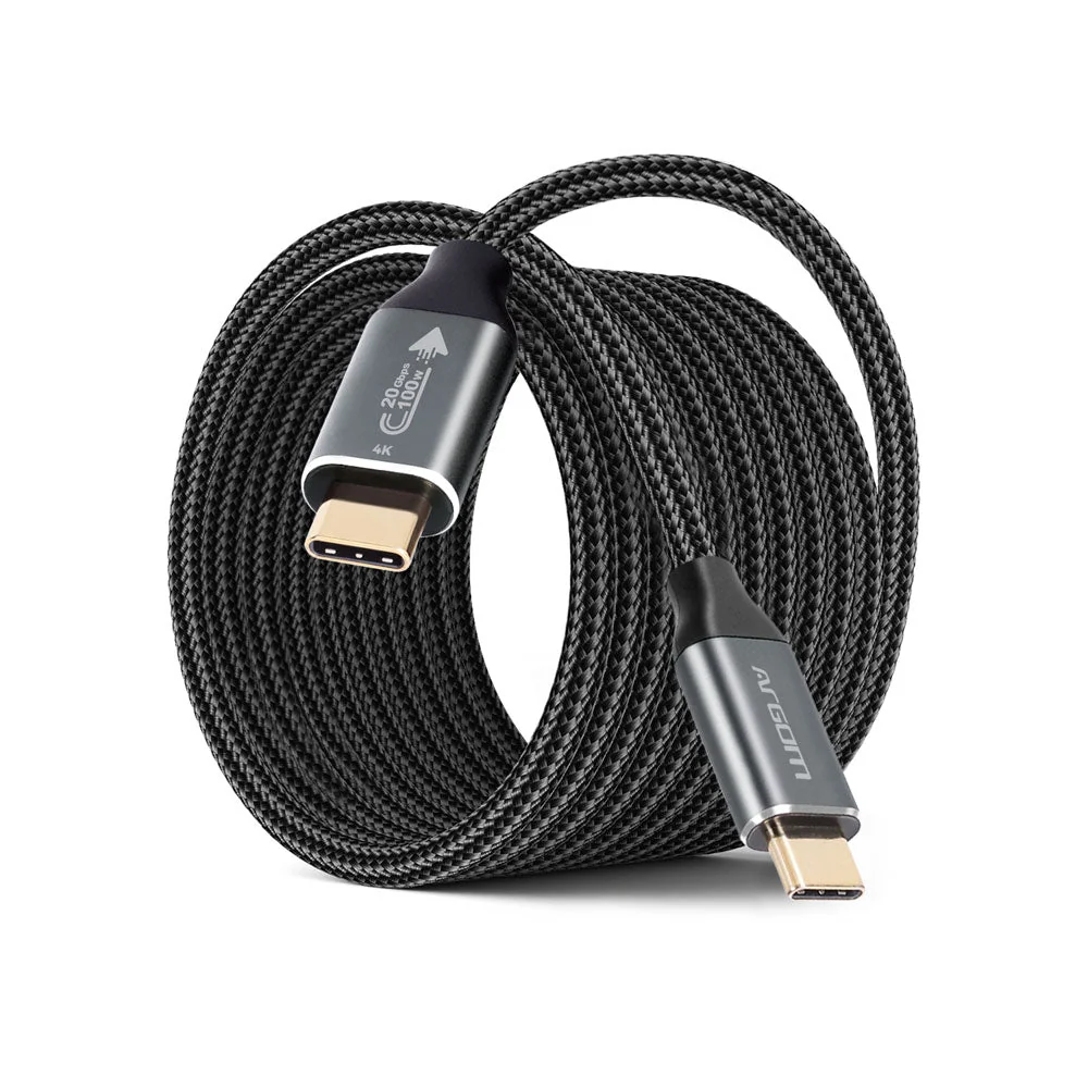 CABLR ARGOM DURA MAX 100W PD USB 3.2 GEN2 20GBPS DATA XFER 4K BRAIDED 1.8 MTS / 6FT BLACK 
