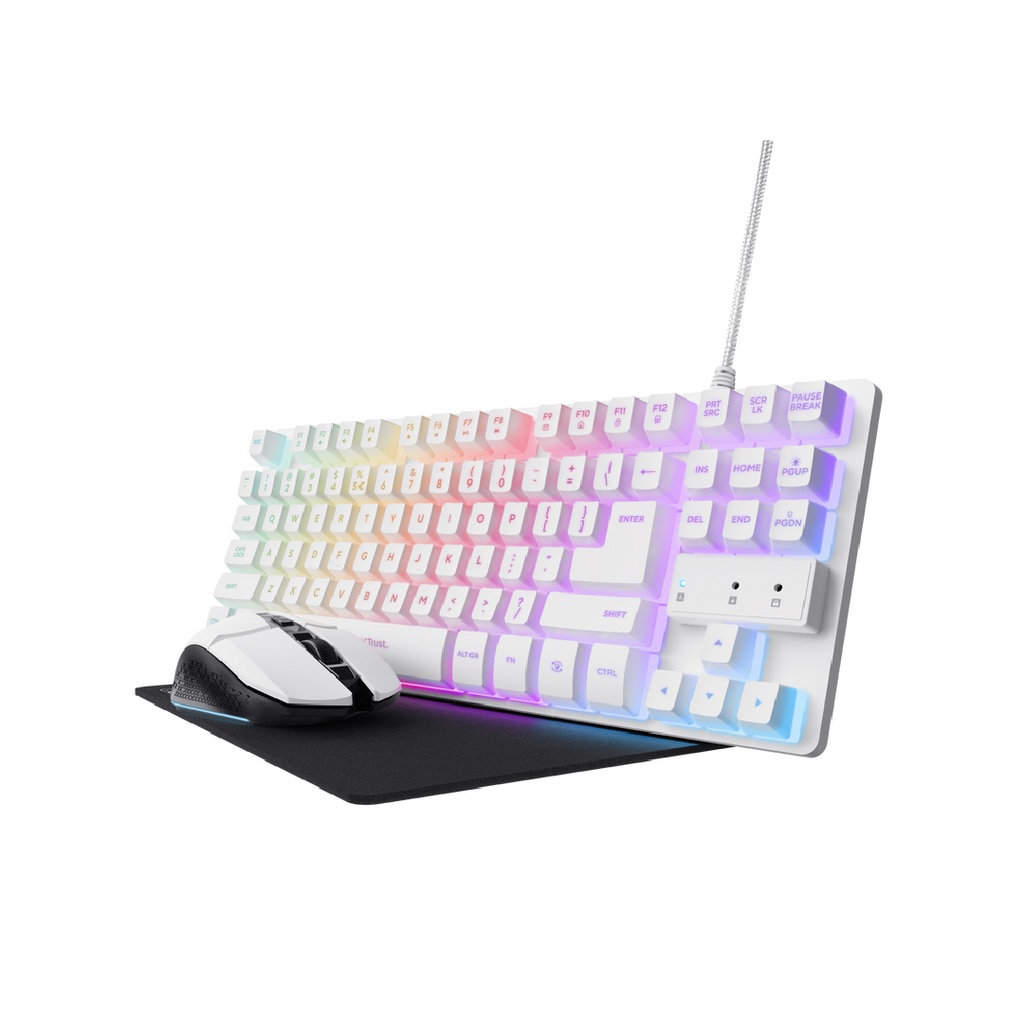 [20838] Combo trust Gxt 794W 3 en 1 Teclado Thado Blanco, Mouse Felox inalambrico Blanco y pad mouse