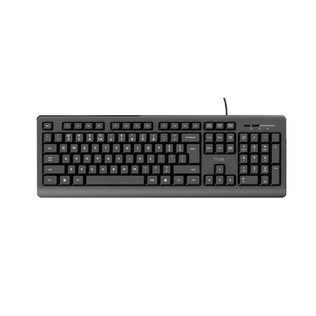 Teclado Alambrico Trust Primo con Teclas Silenciosas y Resistente a los Derrames